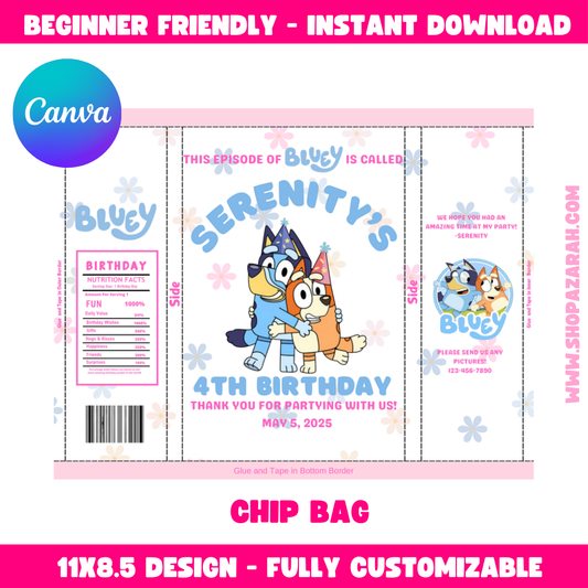 Bluey Chip Bag - Flowers