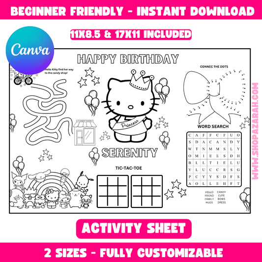 Hello Kitty Activity Sheets
